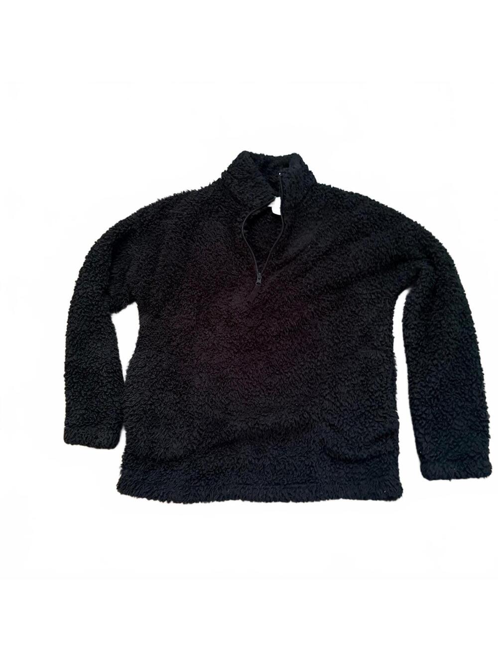 Cuddl Duds Women's Black Fleece Pullover Half-Zip Sweater Small